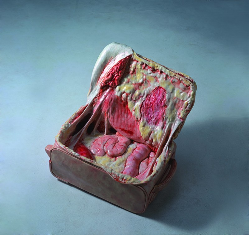 Cao Hui tem um trabalho artístico que pode ser difícil de digerir para muita gente. Esse artista chinês usa de objetos do dia a dia feitos de um material realista que simula carne. O nome dessa série pode ser traduzida como Temperatura Visual e pode ser descrita como grotesca.  As obras nessa série foram feitas com uma precisão que deixa tudo ainda mais estranho. Além do fato de que o material usado aqui, uma mistura de resinas e fibras, muda um pouco a textura que reconhecemos. Tudo isso para mostrar o ponto de vista de Cao Hui que acredita que a superfície é tão importante quanto o interior. Ou foi isso que eu li no site original das fotos.