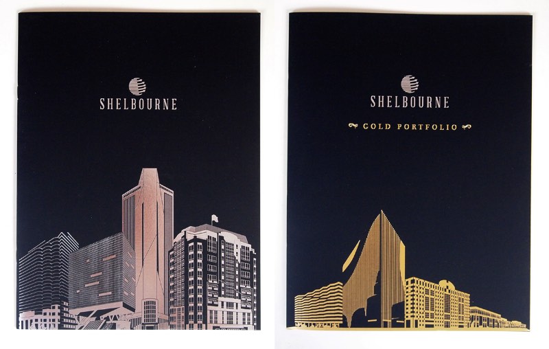 As ilustrações que você vai ver aqui nesse artigo são todos os prédios de escritório que a Shelbourne tem nos Estados Unidos. Esse material foi ilustrado pelo Ben The Illustrator e vai fazer parte de alguns materiais gráficos como folders, flyers, entre outros.