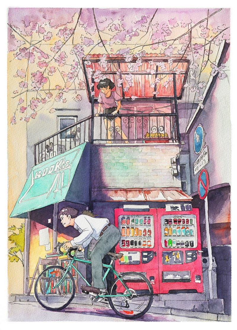 Bicycle Boy começou como um projeto divertido para o ilustrador Mateusz Urbanowicz. Ele se sentiu inspirado pelo trabalho de animação do Studio Ghibli no filme Whisper of the Heart e resolveu arriscar algumas aquarelas. Parece que a primeira ilustração desse projeto repercutiu tão bem online que ele resolveu criar essa série com 10 imagens que contam a história de um garoto andando de bicicleta, fazendo de tudo para atingir seu objetivo no final do dia.