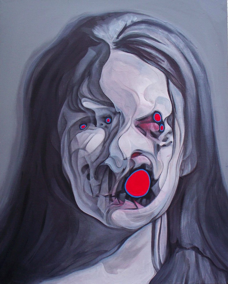 Buddy Nestor pinta retratos distorcidos que beiram o assustador. Essas obras que parecem se desintegrar na frente dos nossos olhos me dão a impressão de que essas imagens estão em um processo de mutação. Algo quase espiritual, caso seja possível.