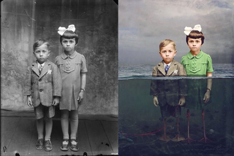 Na interseção entre antiguidade e modernidade, você vai encontrar esse peculiar projeto de Jane Long. Dancing with Costic? mistura o charme histórico das fotografias do arquivo de Costica Acsinte com um surrealismo digital. O que Jane Long é fenomenal. Essa reinterpretação de fotografias do passado através de um surrealismo digital me surpreendeu aqui. E acredito que vocês vão adorar também.