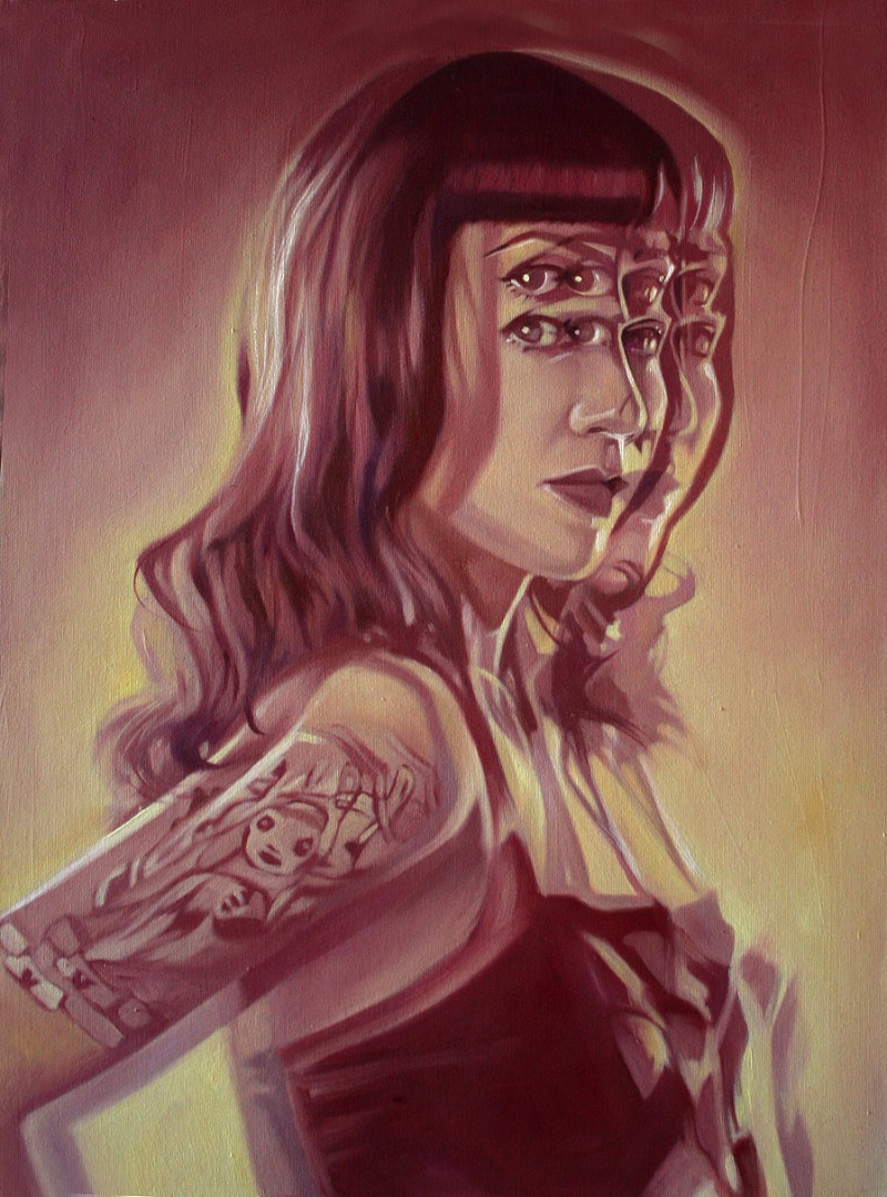 Quando você visita o portfólio da Alex Garant, vai ler que ela se auto declara a Rainha dos Olhos Duplos e esse título é mais do que merecido. Seu trabalho visual é repleto de estudos focados nesse tema de vários olhos e ela faz isso de um jeito magistral. 