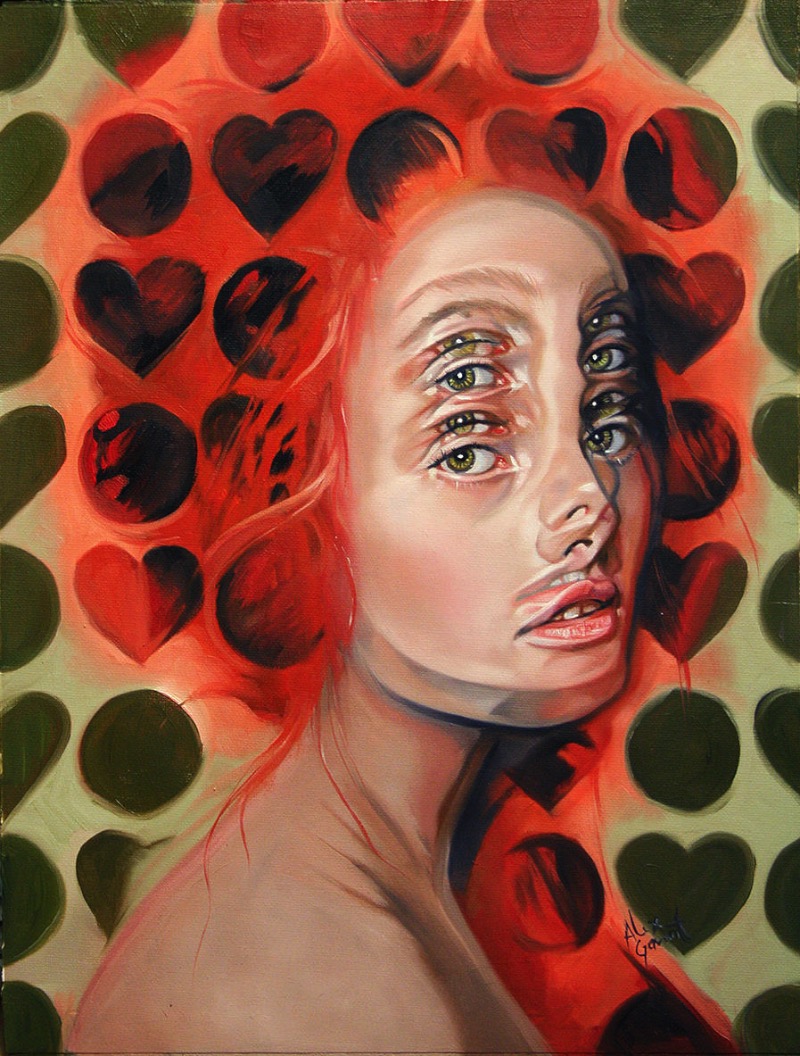 Quando você visita o portfólio da Alex Garant, vai ler que ela se auto declara a Rainha dos Olhos Duplos e esse título é mais do que merecido. Seu trabalho visual é repleto de estudos focados nesse tema de vários olhos e ela faz isso de um jeito magistral. 
