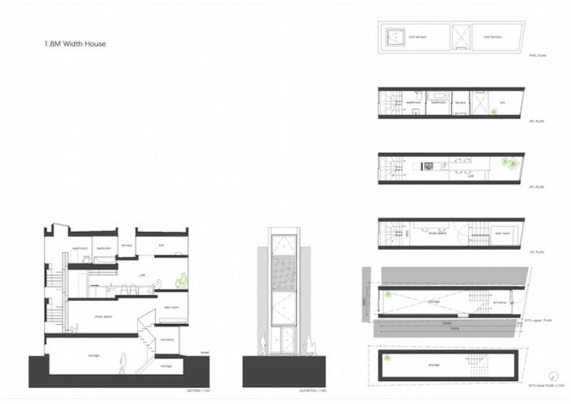YUUA é o nome dessa casa minimalista em Toshima, no Japão. O minimalismo existe aqui por que o terreno onde a casa foi construída não tem mais do que 2 metros de largura. 