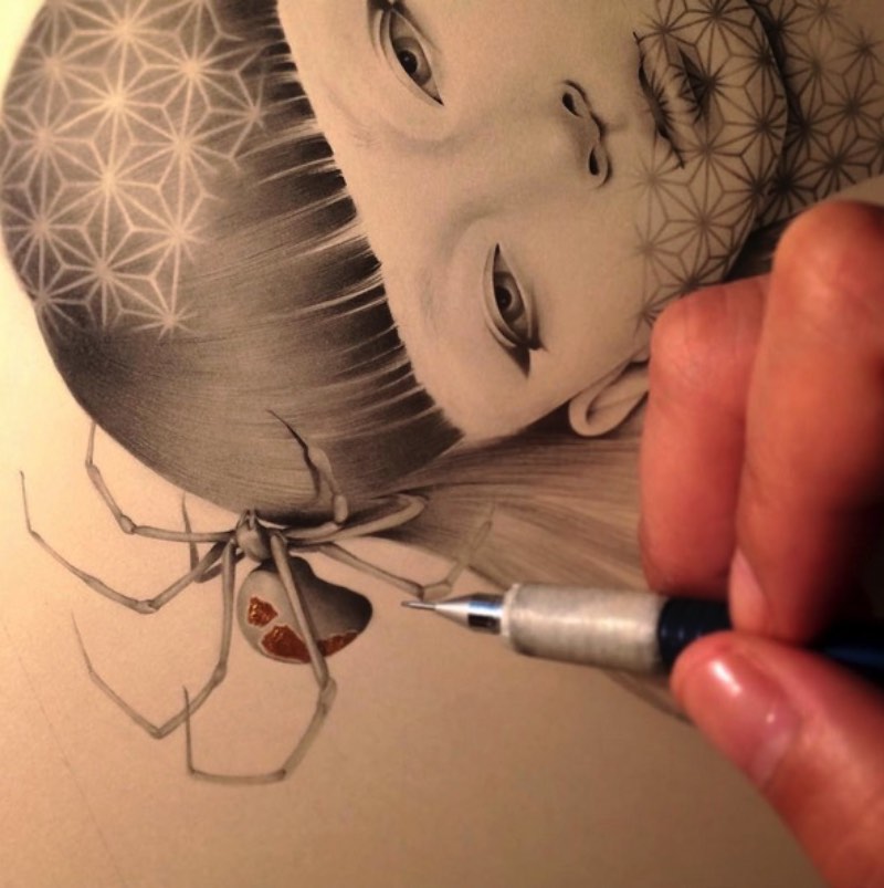 Ozabu é como é conhecida a artista japonesa que você vai ver nas imagens abaixo. Seu trabalho de ilustração e arte é fenomenal e tenho certeza de que vocês vão gostar. O que mais me chamou a atenção no trabalho da Ozabu é a forma com a qual ela trabalha com as sombras e as formas do rosto humano, seguindo um visual que, pelo menos para mim, é extremamente japonês.