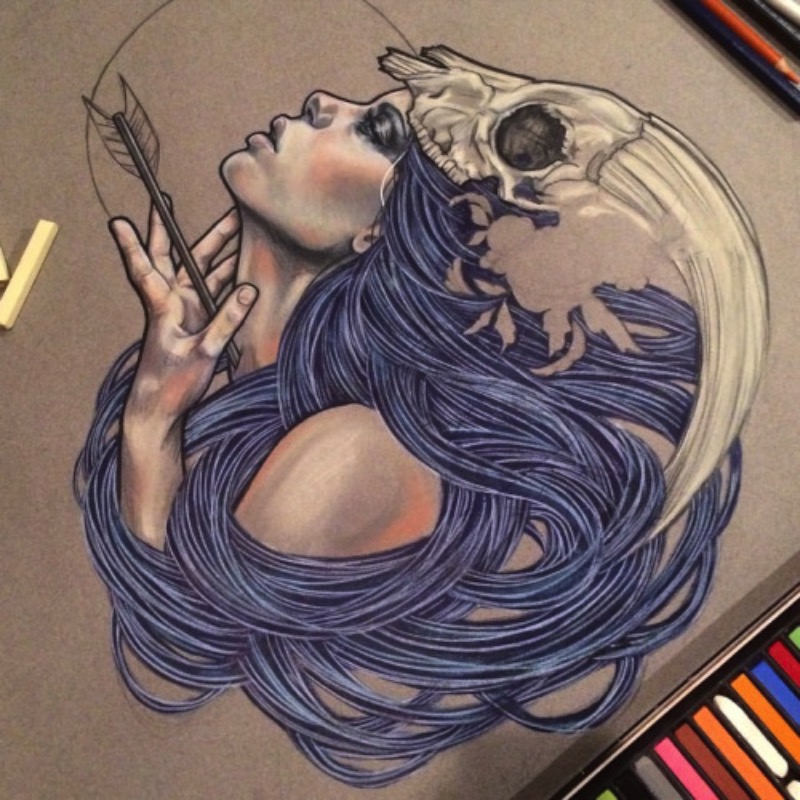 Wendy Ortiz é uma artista auto-didata que produz belíssimas pinturas que podem ser melhor apreciadas nas imagens abaixo. Mas, ela não fica só nas pinturas, ela também faz tatuagens lá em Anaheim, na Califórnia, e você pode ver esse lado do seu trabalho aqui.