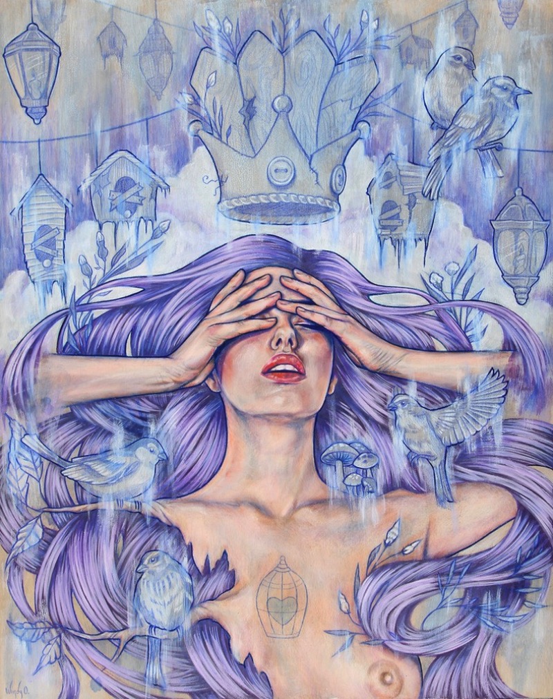 Wendy Ortiz é uma artista auto-didata que produz belíssimas pinturas que podem ser melhor apreciadas nas imagens abaixo. Mas, ela não fica só nas pinturas, ela também faz tatuagens lá em Anaheim, na Califórnia, e você pode ver esse lado do seu trabalho aqui.