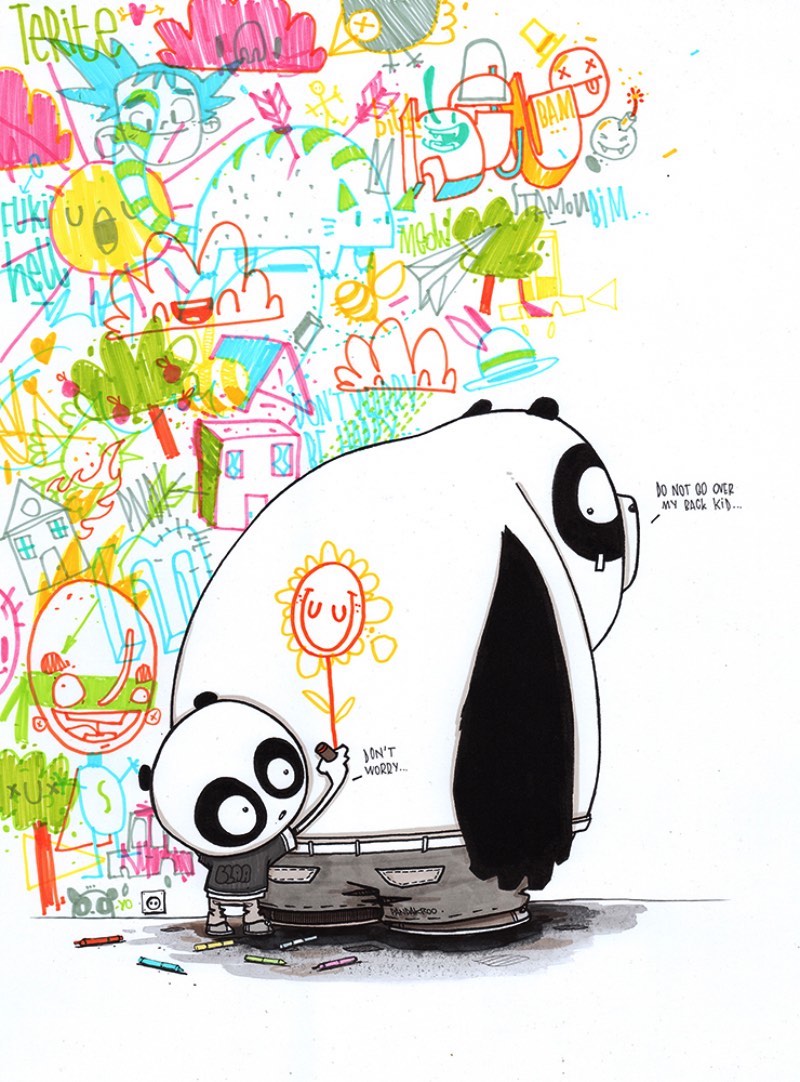 As ilustrações que você vai ver logo abaixo fazem parte de um projeto colaborativo chamado A3. Aqui, os ilustradores Monsta Julien, Mlle Terite e Ant do Pandakroo trabalharam juntos para uma exposição nas Ilhas Reunião. Tudo aconteceu em setembro de 2015 na SoHype. No momento que me deparei com esse projeto no Behance, sabia que precisava publicar algo aqui.