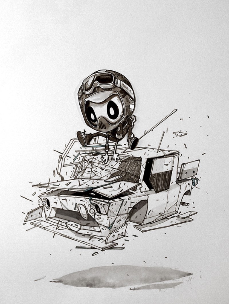 As ilustrações que você vai ver logo abaixo fazem parte de um projeto colaborativo chamado A3. Aqui, os ilustradores Monsta Julien, Mlle Terite e Ant do Pandakroo trabalharam juntos para uma exposição nas Ilhas Reunião. Tudo aconteceu em setembro de 2015 na SoHype. No momento que me deparei com esse projeto no Behance, sabia que precisava publicar algo aqui.
