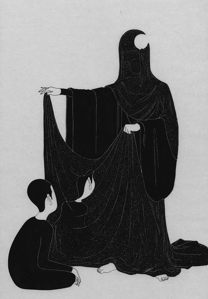 Parece que, para Kim Dae-Hyun, a única cor que importa é o preto e é assim que ele cria suas ilustrações. Mas não pense que a falta de cor vai transformar o trabalho monocromático dele em algo tedioso. Muito pelo contrário, as ilustrações que encontrei no seu portfólio tem muita história para contar.
