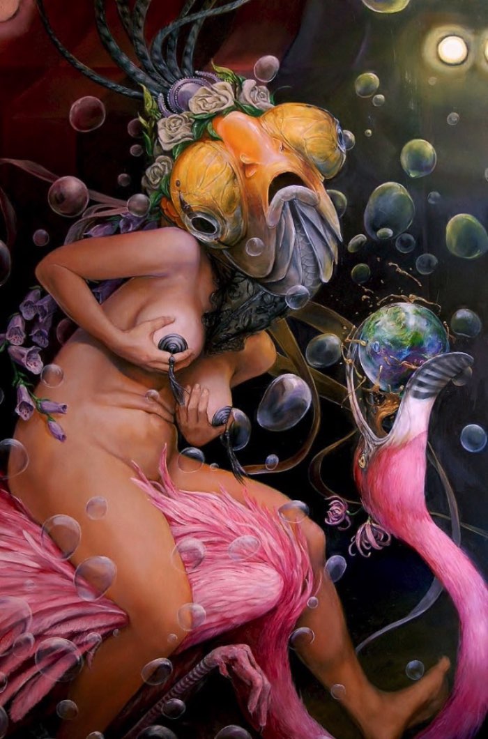 As pinturas de Hannah Faith Yata mostram uma miríade de conceitos políticos que vão desde a degradação ambiental até temas de injustiça moral e passando pelo feminismo. Tudo isso é mostrado através de cenas de uma natureza quase caótica onde mulheres semi nuas aparecem com cabeças de peixes como se essas máscaras escondessem algo ainda mais estranho.