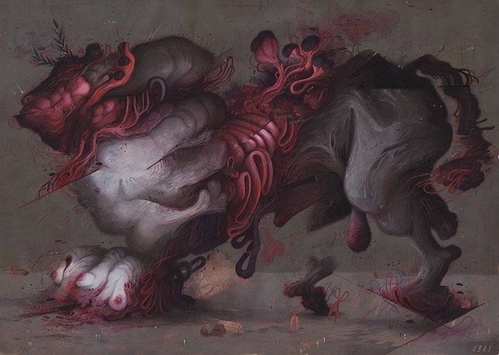 Allison Sommers cria cenários macabros em suas pinturas que vão sempre em direção ao metafísico e ao apocalíptico. As criaturas que ela cria, e que você pode ver logo abaixo, são os demônios da sua própria mente que ela põe para fora através de sua arte. 