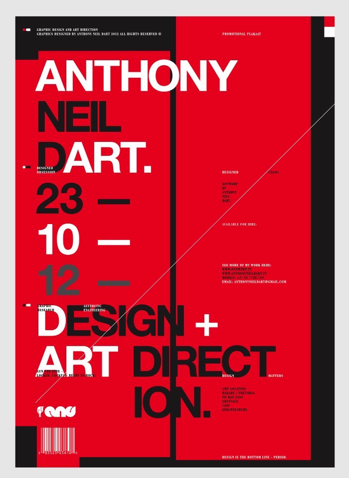 Anthony Neil Dart é um designer, originalmente da África do Sul, cujo portfólio de ilustração e design gráfico capturou minha atenção completamente. Tudo isso por que, muito do que vi por lá, seu trabalho me lembrou muito um dos meus estúdios de design favoritos: o Non-Format. Não sei se foi proposital ou se eu sou a única pessoa que vê as coisas dessa forma mas, essa semelhança visual foi o que chamou minha atenção no início.