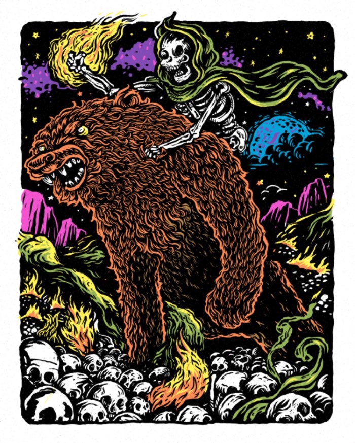 Geordan Moore vem de Halifax, no estado canadense da Nova Escócia, e é de lá que ele mantém o controle criativo do The Quarrelsome Yeti. Esse é o nome do estúdio de ilustração e estamparia onde ele cria ilustrações originais, posters impressos a mão, camisetas e posters feitos por silk screen. E todo esse material está a venda no Etsy dele. 