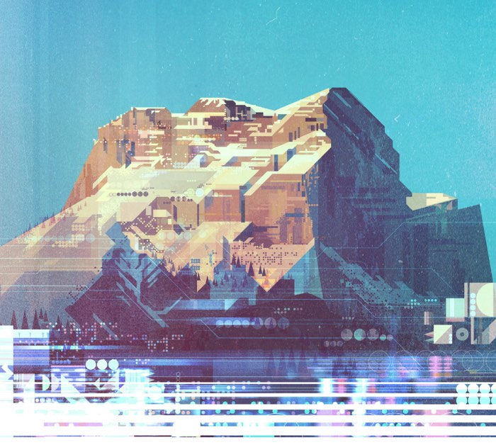 As ilustrações que você vai ver abaixo são paisagens geométricas criadas pelo artista britânico James Gilleard. Nessas imagens ele parece criar paisagens através de um filtro setentista que transforma tudo em algo geométrico e saudosista. Aparentemente, esse é um estilo visual novo que o ilustrador anda explorando e fico feliz de ver ilustradores experimentando com novos visuais e produzindo material de tão boa qualidade.