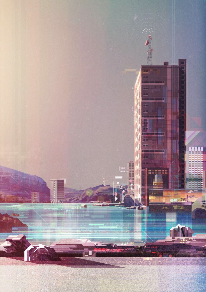 As ilustrações que você vai ver abaixo são paisagens geométricas criadas pelo artista britânico James Gilleard. Nessas imagens ele parece criar paisagens através de um filtro setentista que transforma tudo em algo geométrico e saudosista. Aparentemente, esse é um estilo visual novo que o ilustrador anda explorando e fico feliz de ver ilustradores experimentando com novos visuais e produzindo material de tão boa qualidade.