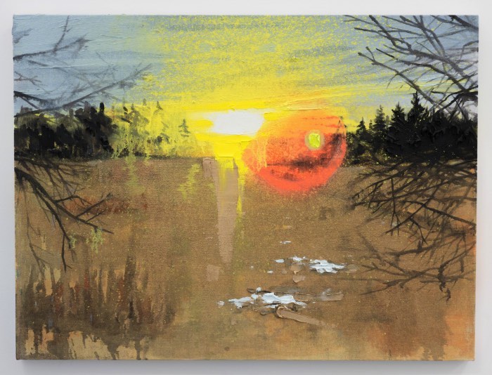 Kim Dorland supera as fronteiras da pintura através de uma exploração de memória, material, identidade, lugar e nostalgia. Sua referência visual é a paisagem canadense e seu apetite por história e por uma nova linguagem. Ele se recusa a ficar preso a apenas uma forma de produzir sua arte e você pode ver isso muito bem na natureza de suas pinturas. Algumas vezes, os quadros são cobertos por tinta acrílica, outras vezes é tinta de spray. E suas experimentações não ficam só por ali.