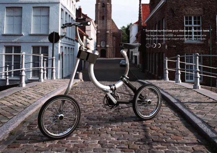 Não sei ao certo se essa bicicleta da Somerset ainda pode ser considerada uma bike. Afinal, essa é a menor bicicleta dobrável que já vi e seu visual baseado em uma forma que me lembra uma ferradura, deixa tudo ainda mais estranho. Mas é isso que transforma essa bicicleta em algo especial.