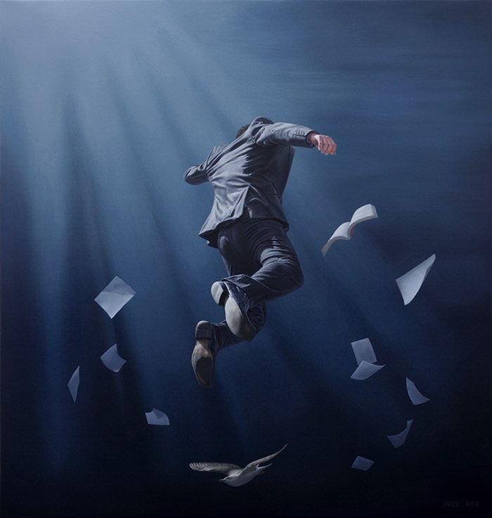 Observar as pinturas criadas por Joel Rea é como viajar no tempo para uma época onde o romantismo ainda fazia sentido como estilo artístico. Foi nesse movimento artístico que encontrei mais detalhes em comum com o que o artista australiano produz. Mas, seu trabalho é mais complexo do que isso. Tanto que ele resolveu chamar seu estilo de pinturas de Surrealismo Contemporâneo e, por incrível que pareça, isso faz muito sentido. 