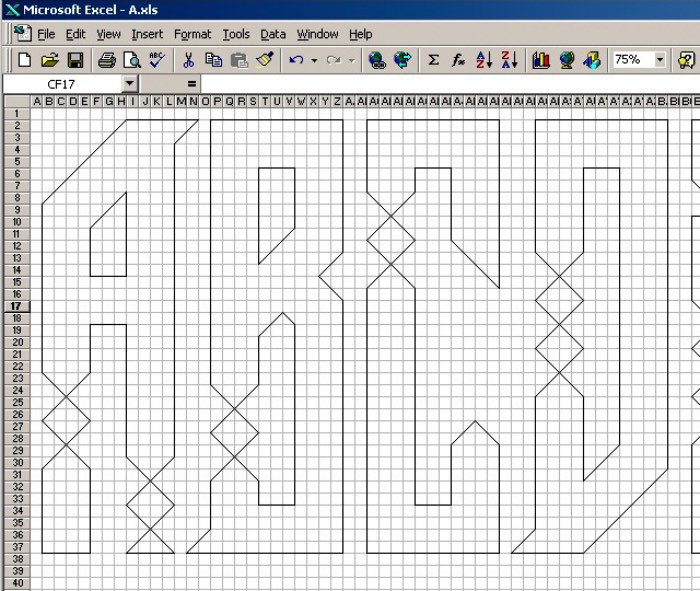 Federico Landini é o criador da Excellens uma fonte que, dizem por ai, é a primeira a ser criada totalmente no Microsoft EXCEL 97. Se você não acredita que isso seja possível, temos algumas imagens logo abaixo que vão provar que o trabalho do designer é exatamente aquilo que ele diz ser.