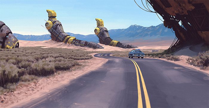 Observar o portfólio do Simon Stalenhag é como fazer uma viagem no tempo para um futuro possível. Um futuro tão possível que, algumas vezes, parece ser algo do nosso dia a dia. Essa sensação é a que eu tive enquanto passava os olhos por dezenas de ilustrações que mostram cenários hiper realistas de paisagens escandinavas. São nessas paisagens que a ficção científica passa a existir, seja através de robôs que se misturam a elementos orgânicos ou mesmo veículos voadores que já viram dias melhores.