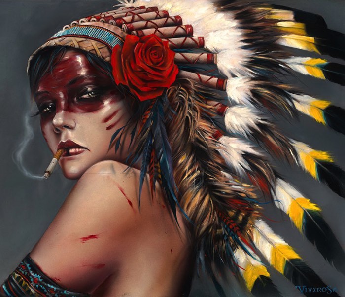 É fácil reconhecer o traço e o estilo visual de Brian M. Viveros afinal, suas pinturas mostram figuras femininas com olhares desafiantes que parecem capturar uma sensação quase poética de desafio. Essas figuras femininas são de uma beleza bárbara que capturam todo seu poder de uma feminilidade conciliada com vulnerabilidade e poder. 