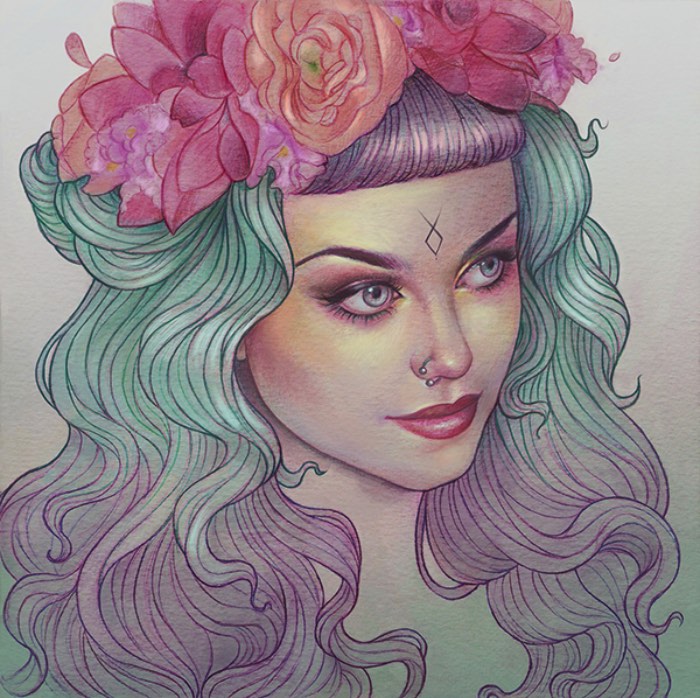 Marta Adán é uma ilustradora espanhola baseada em Castellón de la Plana cujo trabalho é voltado para figuras femininas. Figuras essas que aparecem em ilustrações bem coloridas e feitas a mão.