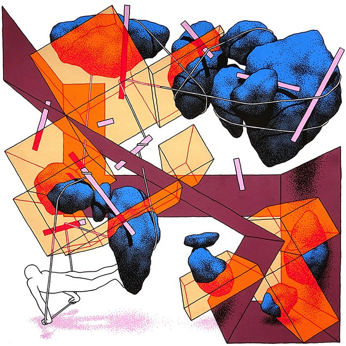 Baseado em Rotterdam, o ilustrador e artista Daan Botlek cria personagens e objetos geométricos que parecem quebrar as regras da gravidade e da perspectiva. As ilustrações que você poderá ver logo abaixo são feitas usando muita tinta e canetas posca e suas composições são vívidas e repletas de detalhes. Além de seus personagens, figuras sem rosto que andam pelo mundo e que, muitas vezes, interagem com essas formas como se eles fizessem parte de um mesmo mundo.