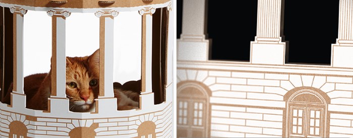 Caixas de Papelão para Gatos Cheios de Estilo - Nunca irei entender por que que gatos gostam tanto de caixas de papelão. Mas gatos amam essas caixas e, se você tem um gato em casa, tenho certeza de que você tem ou já teve uma caixa no meio da sala de casa. Sou daqueles que odeia essas coisas bagunçando minha casa e por isso mesmo adorei a proposta do pessoal do estúdio Poppy Cats de Amsterdam.