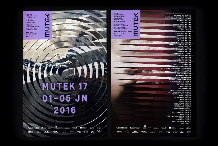 Mutek é um festival internacional de música eletrônica e arte digital que acontece anualmente em Montreal entre o final de Maio e o início de Junho. Para a sua 17º edição, o pessoal da Nouvelle Administration foi responsável por criar uma nova identidade visual que pudesse ser representada em todos materiais criados para a divulgação do evento.