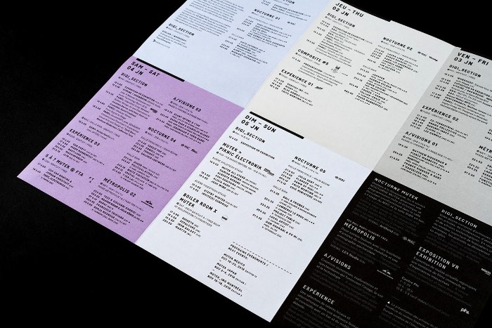 Mutek é um festival internacional de música eletrônica e arte digital que acontece anualmente em Montreal entre o final de Maio e o início de Junho. Para a sua 17º edição, o pessoal da Nouvelle Administration foi responsável por criar uma nova identidade visual que pudesse ser representada em todos materiais criados para a divulgação do evento.