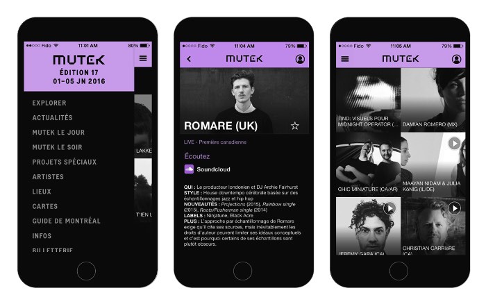 Mutek é um festival internacional de música eletrônica e arte digital que acontece anualmente em Montreal entre o final de Maio e o início de Junho. Para a sua 17º edição, o pessoal da Nouvelle Administration foi responsável por criar uma nova identidade visual que pudesse ser representada em todos materiais criados para a divulgação do evento.
