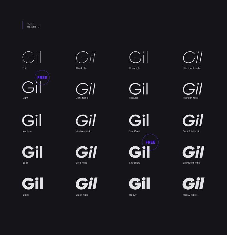 Gilroy é o nome dessa fonte moderna que segue o visual sem serifas com um toque geométrico, criação de Radomir Tinkov lá da Bulgária. A versão paga dessa família tipográfica vem com vinte pesos diferentes e suas versões em itálico. Se você gostou do que viu aqui no nosso artigo, você pode fazer o download gratuito da versão Light e da versão Extra Bold para experimentar o design e pensar duas vezes antes de comprar essa enorme família tipográfica.