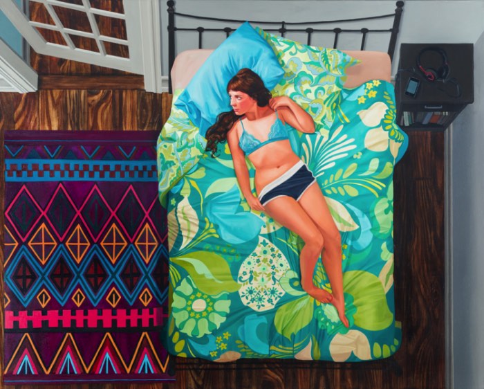 Nas pinturas de Karen Ann Myers, o quarto das mulheres é um ambiente quase sagrado. Um local que existe em todas as suas pinturas e, mesmo não sendo reais, refletem o que a artista acredita que passa na cabeça da maioria das mulheres. 
