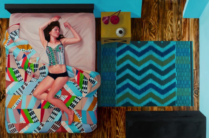 Nas pinturas de Karen Ann Myers, o quarto das mulheres é um ambiente quase sagrado. Um local que existe em todas as suas pinturas e, mesmo não sendo reais, refletem o que a artista acredita que passa na cabeça da maioria das mulheres. 