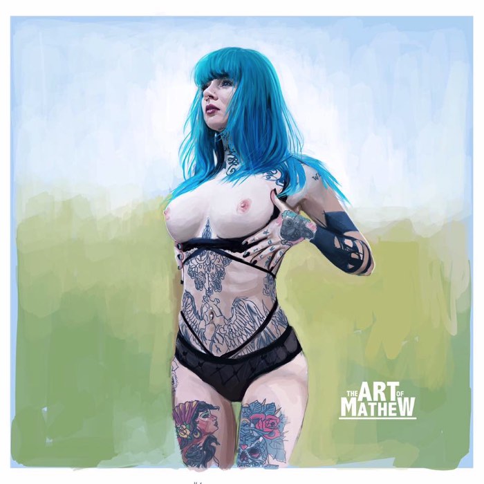 Não consegui descobrir muita coisa online sobre o artista que se denominou como Art of Mathew. Porém acabei gostando tanto das suas ilustrações cheias de garotas tatuadas que acabei pensando em publicar seu portfólio por aqui apesar dessa falha online.