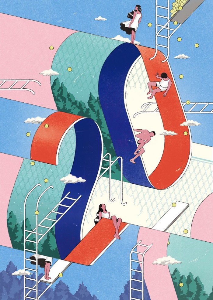Jee-ook Choi é uma ilustradora coreana bem conhecida nos círculos de ilustração pelo mundo. Tudo culpa dos seus trabalhos surreais que tem como cenário ambientes que poderia ser descritos como charmosos. Acredito que foi isso que chamou a atenção do pessoal do BIFAN Festival e foi como eu cheguei a seu portfólio.