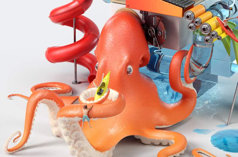 Benoit Challand cria imagens que misturam seus conhecimentos de design, direção de arte e ilustrações tridimensionais. Seus trabalhos parecem viver em uma mistura de mundos opostos como a criação de cenários e a arte digital e, creio que, é por isso que eu acho o que ele faz tão interessante. 