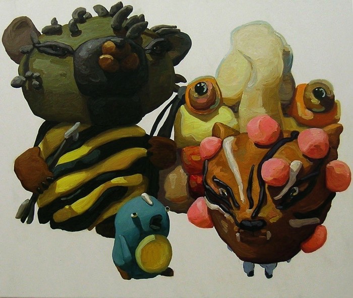 Peter Opheim é um artista cujo foco de suas pinturas é composto de bonecos de massinha. Bonecos de massinha de um jeito bem infantil e com todos os detalhes errados que uma criança faria enquanto experimenta com arte. Suas pinturas acabam se tornando janelas para um mundo que é habitado por figuras e personagens nada convencionais que vivem entre a imaginação das crianças e as emoções dos adultos. 