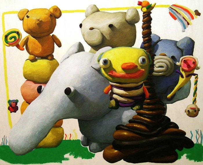 Peter Opheim é um artista cujo foco de suas pinturas é composto de bonecos de massinha. Bonecos de massinha de um jeito bem infantil e com todos os detalhes errados que uma criança faria enquanto experimenta com arte. Suas pinturas acabam se tornando janelas para um mundo que é habitado por figuras e personagens nada convencionais que vivem entre a imaginação das crianças e as emoções dos adultos. 