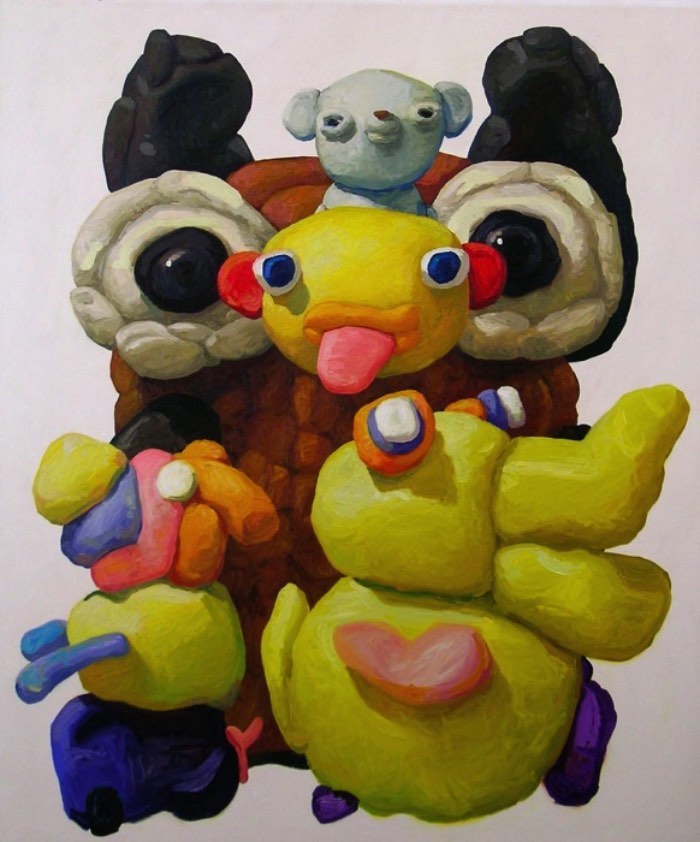Peter Opheim é um artista cujo foco de suas pinturas é composto de bonecos de massinha. Bonecos de massinha de um jeito bem infantil e com todos os detalhes errados que uma criança faria enquanto experimenta com arte. Suas pinturas acabam se tornando janelas para um mundo que é habitado por figuras e personagens nada convencionais que vivem entre a imaginação das crianças e as emoções dos adultos. 