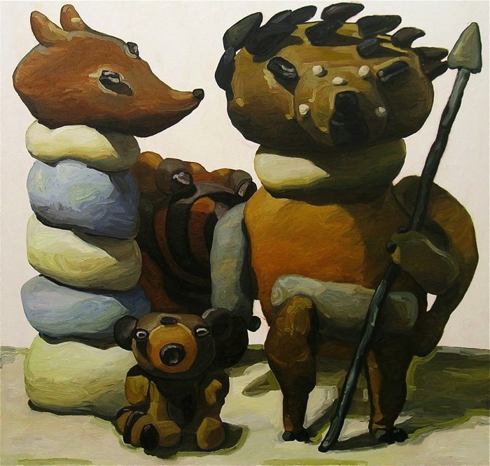 Peter Opheim é um artista cujo foco de suas pinturas é composto de bonecos de massinha. Bonecos de massinha de um jeito bem infantil e com todos os detalhes errados que uma criança faria enquanto experimenta com arte. Suas pinturas acabam se tornando janelas para um mundo que é habitado por figuras e personagens nada convencionais que vivem entre a imaginação das crianças e as emoções dos adultos. 