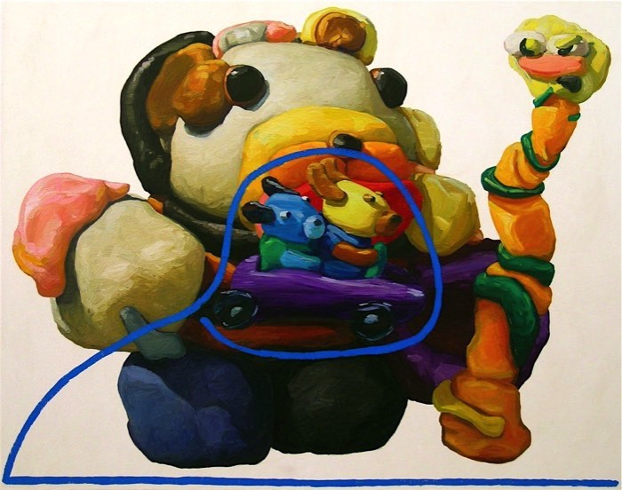 Peter Opheim é um artista cujo foco de suas pinturas é composto de bonecos de massinha. Bonecos de massinha de um jeito bem infantil e com todos os detalhes errados que uma criança faria enquanto experimenta com arte. Suas pinturas acabam se tornando janelas para um mundo que é habitado por figuras e personagens nada convencionais que vivem entre a imaginação das crianças e as emoções dos adultos. 