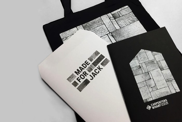 O pessoal do Jack Renwick Studio foram os responsáveis pelo nome, identidade visual e campanha de lançamento do empreendimento imobiliário conhecido como Carpenters Wharf na região de Fish Island em Londres. A idéia da marca era de capturar a estética da construção enquanto refletia o espírito do local. Afinal, Fish Island é conhecida em Londres pela sua história industrial e pela suas comunidades criativas, onde vivem e trabalham centenas de artistas. Além de bares, restaurantes, cervejarias e galerias de arte.