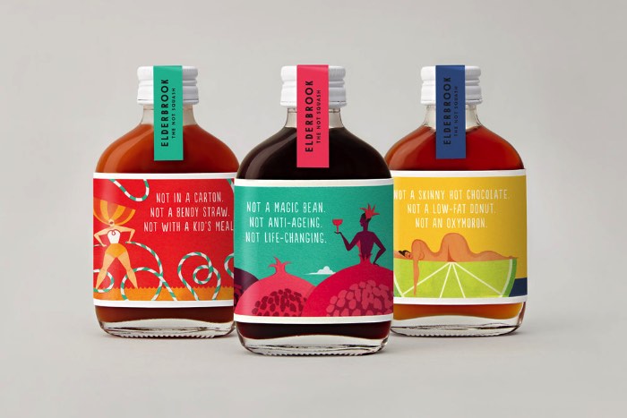 A Elderbrook Drinks surgiu em 2015, quando David Folkman e Craig Jones resolveram sair dos seus empregos na Innocent Drinks para criar a empresa dos seus sonhos. Para fazer tudo direitinho, eles chamaram o pessoal da & SMITH e We All Need Words para criar o visual dessa empresa e foi assim que fomos presenteados com as belíssimas embalagens ilustradas que você pode ver aqui nesse artigo. 