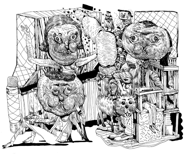 Erik Svetoft é um artista, ilustrador e animador sueco que parece gostar muito de usar linhas. E ele usa dessas linhas de uma forma visceral, agressiva e bem crua. Criando assim composições que podem ser descritas de forma grotesca mas que, mesmo assim, são repletas de narrativas particulares. Ao observar o portfólio dele você pode ver que ele acabou desenvolvendo um estilo próprio e não é todo dia que vemos algo assim.