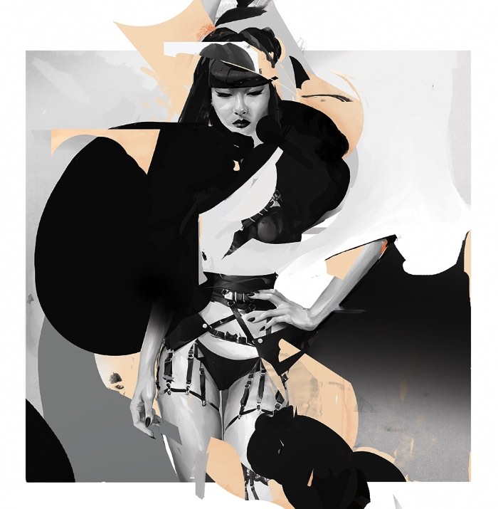 O trabalho de ilustração de Tyson McAdoo é focado quase que totalmente em retratos femininos figurativos. Todos eles feitos de forma digital e que brincam um pouco com uma estética incompleta e fraturada que acho bem interessante. Além do tema meio fetishista que combina bastante com todo o visual desenvolvido pelo ilustrador. A estética de Tyson McAdoo equilibra uma abstração com realismo que cria uma energia de poder feminino. Uma energia que eleva as mulheres fraturadas de suas ilustrações a uma dominação que combina bastante com a temática fetish de muitos dos seus trabalhos.