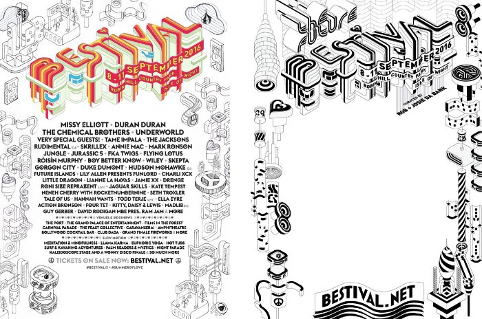 O trabalho de Charles Williams para Bestival 2016 começou por acidente, em setembro de 2015. Foi nessa época que ele recebeu o primeiro contato desse projeto de identidade visual tão interesse. E tudo começou porque o diretor de criação do festival acabou se deparando com uma ilustração editorial do designer na revista Stuff. Foi assim que começou o contato de Josie Da Bank do Bestival com Charles Williams e o resultado você pode ver logo abaixo.