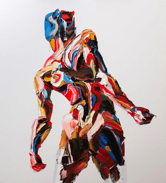 Salman Khoshroo pinta retratos gigantes usando de técnicas de pintura não usadas muito por ai. Esse artista baseado no Teerã cria imagens que parecem estar se movendo na tela, como se elas estivessem derretendo. Para chegar a esses resultados, ele usa uma faca larga e dezenas de blocos de tinta que são esfregados na tela para criar formas diferentes. Só chegando perto que é possível identificar o que foi criado.