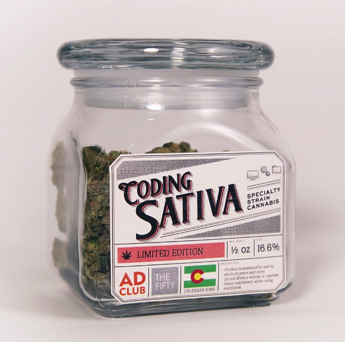 Se você acredita que precisa de um pouco de inspiração ilícita, o pessoal da TDA_Boulder criou algo que vai fazer muito sentido para você. Se você é daqueles que mistura Publicidade e Maconha, essas três variedades da erva vão entrar no seu wishlist. Uma delas é voltada para aqueles criativos que trabalham com conceitos. Outra é voltada para estrategistas e, a última, é voltada para programadores. 